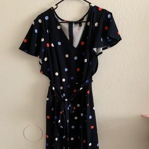 Lane Bryant Lena Fit and Flare Dress Navy Blue with polka dots